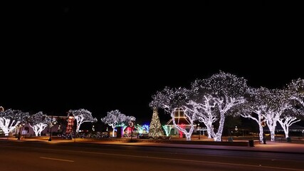 The Christmas theme at Marktplatz in downtown Fredericksburg, Texas, is a celebration of its rich German heritage. The decorations create a traditional Weihnachtszeit (Christmas season) atmosphere