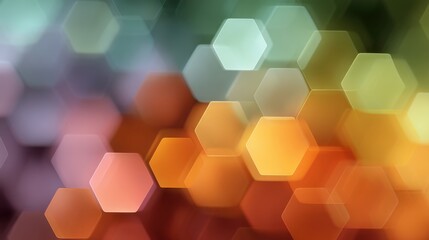 Abstract colorful hexagonal bokeh background with soft light, vibrant colors, and artistic blur perfect for modern design and creative projects