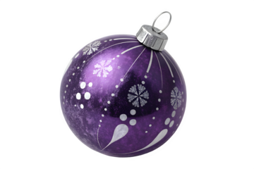Purple snowflake christmas ornament isolated on transparent background