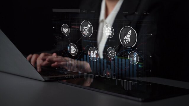 Project management dashboard showing project management strategy, planning, project management workflow, and project management team icons for better coordination. Muxer - Powered by Adobe