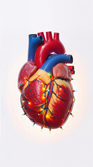 Realistic Heart with Christmas Lights 