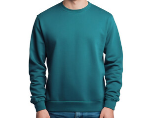 Stylish teal sweatshirt template for apparel branding mockups, a modern fashion statement for casual everyday wear design resource