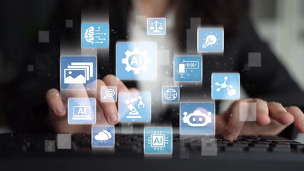 AI Assistant Brain Processor with LLM Technology, Big Data, Machine Learning, Generative AI for Business Support, Future Agentic AI Technology and Artificial Intelligence Prompt Engineering. Funnel