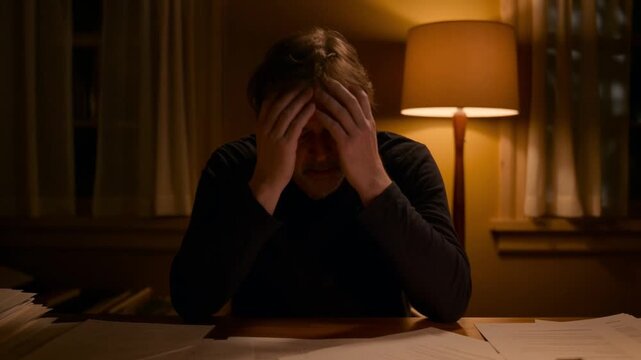 A person experiencing deep emotional distress, captured with a sense of isolation and concern Stock Video