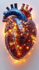 Realistic Heart organ with Christmas Lights