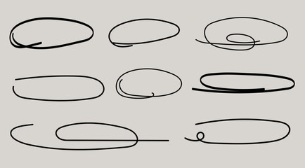 Handdrawn doodle circle highlight set collection