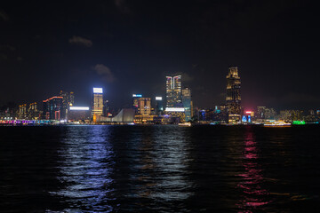 Naklejka premium View over mainland Hong Kong in the night
