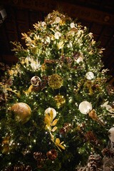 Festively Decorated Christmas Tree with Lights and Ornaments