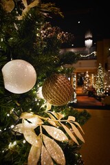 Decorated Christmas Tree with Ornaments and Lights