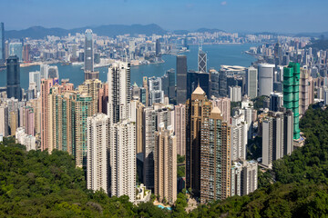 Obraz premium Hong Kong skyline seen from the Peak