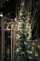 Illuminated Christmas Tree with White Lights
