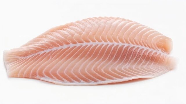Fresh raw fish fillet isolated on a white background, ready for healthy cooking and culinary preparations.