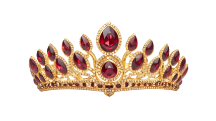 elegant luxury gold red crown isolated on white