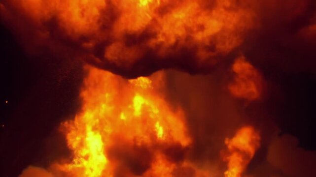 Blazing Fire, a fiery display of destruction and heat. The flames are in full bloom Stock Video