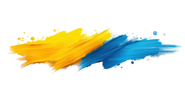 Vibrant brush strokes on transparent background