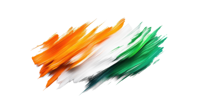 Vibrant Tricolor Brush Strokes on Transparent Background