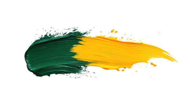 Green and Yellow Brush Strokes on Transparent Background