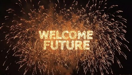 Welcome future fireworks display new year celebration pyrotechnics show event special occasion night sky