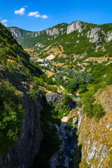 Scenic landscape of Nevidio canyon, popular touristic attraction of Komarnica river, Montenegro, Europe	