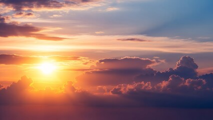 Vibrant Sunset Sky with Clouds and Warm Colors Over Horizon