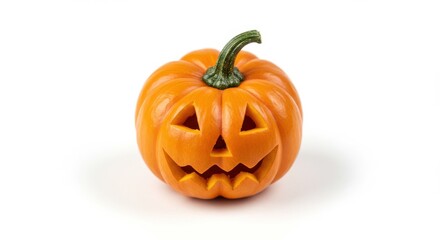 Jack olantern isolated on white background, a carved pumpkin for halloween holiday