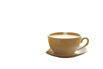 rendering 3D of a cup of hot coffee and smoke flying warmed in luxury yellow and cream scarf on the elegant wooden table isolated on winter background.