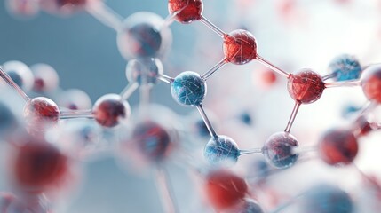 Abstract depiction of a molecule structure with interconnected spheres