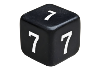 black educational number block 7 for children isolated on white background