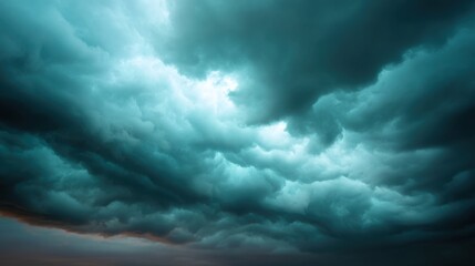 Obraz premium Dramatic and Ominous Storm Clouds with Shades of Blue and Gray Overcast Sky in a Natural Setting