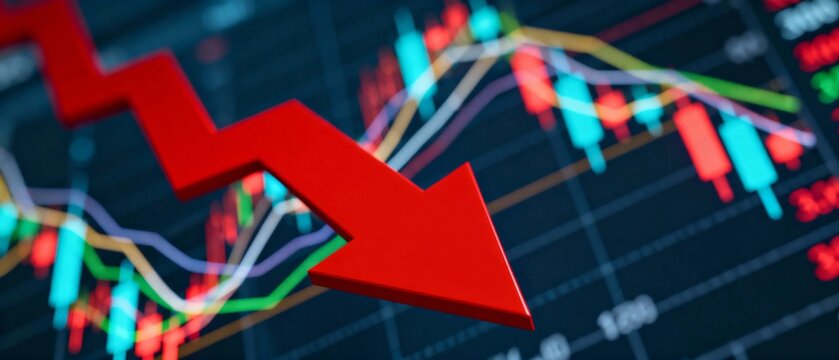 Global crisis 3D illustration showing economic recession, stock crash, currency decline, financial risk, pandemic effect, banking issue, trade fall, market loss, world economy struggling