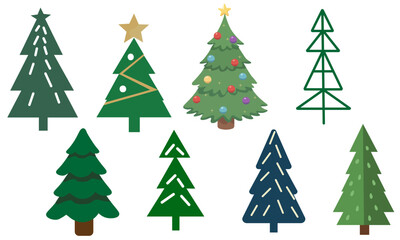 Fototapeta premium Christmas trees in different styles and designs