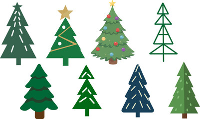 Christmas trees in different styles and designs