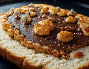 Indulge in this delicious homemade cake. The chocolate glaze and pastry decorations offer a sweet and artistic treat, perfect for any celebration.