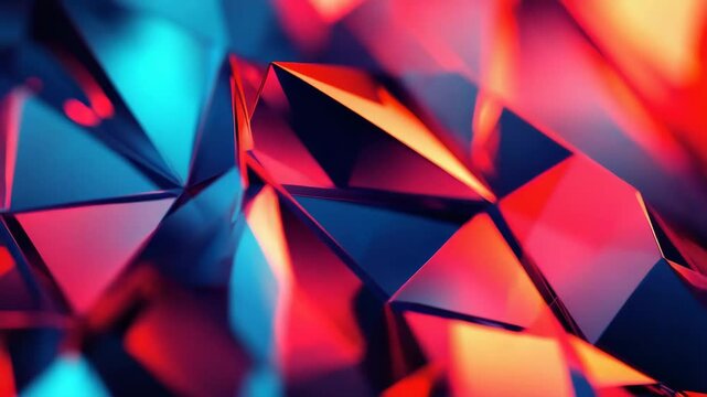 Close-up of a colorful and glittering pattern of abstract geometric shapes, with vibrant colors and bright lights creating an eye-catching spectacle. Perfect for decorative purposes or visual