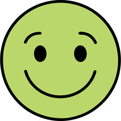 Fototapeta premium A Simple Green Smiley Face Icon With A Black Outline Smiling With Black Eyes And A Curved Smile Against A Black Background