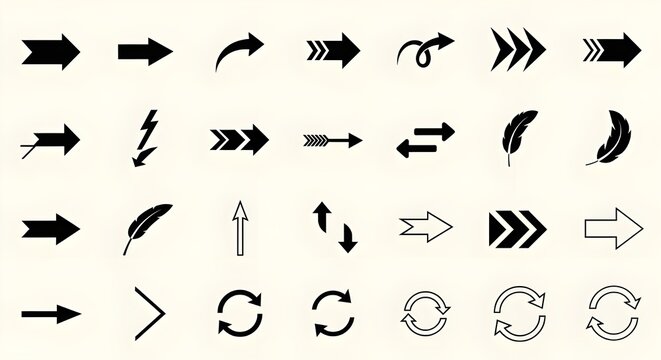 Arrow set, different arrow styles and directions on white background - Powered by Adobe