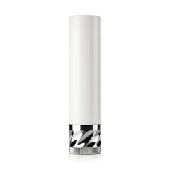 Elegant white cylindrical perfume bottle with a silver chain-like base design.