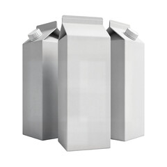 Three white milk cartons, each with a cap, stand upright against a white background.