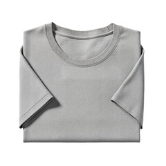 Folded gray t-shirt on a white background, showcasing its simple design and soft color.