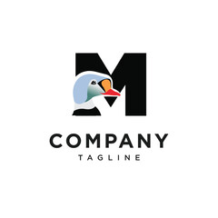 Letter M King Eider Logo Icon Vector