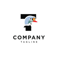 Letter T King Eider Logo Icon Vector