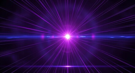 Purple burst of energy Abstract with vibrant, and and radiating light on black background.