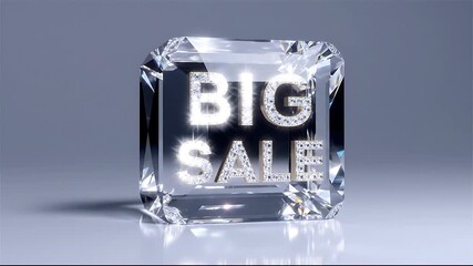 Luxury Big Sale Diamond Gemstone Crystal Clear Block Text 3D Render