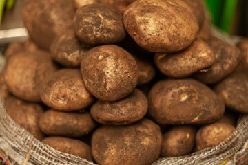 Fresh potatoes at Colombian market