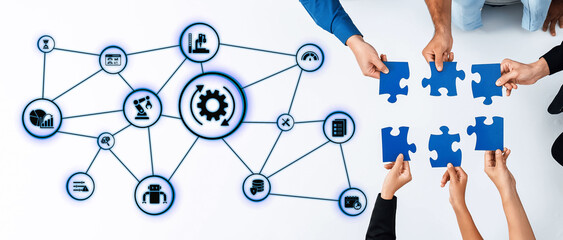 Predictive maintenance icons for industry, automation, smart factory and manufacturing showing data...