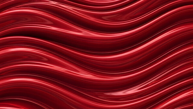 Abstract dark red background with glossy wavy lines. 3D rendered smooth liquid surface or molten metal texture. - Powered by Adobe