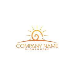 Fototapeta premium Sunrise logo with company name and slogan placeholder.