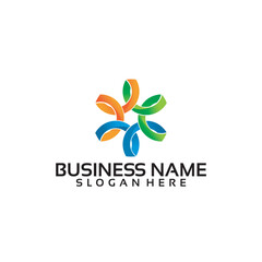 Colorful Abstract Logo Design with Business Name and Slogan Placeholder.