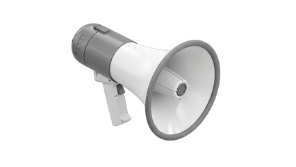 White and Gray Megaphone Isolated on Transparent Background for Announcements and Public Address