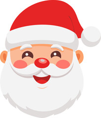 Santa Claus Face Portrait with White Beard and Red Hat